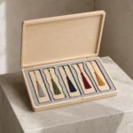 birch wooden box for bookmark gift sets showroom application scene