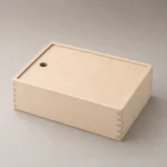 birch wooden box for charging cable organization closed front view