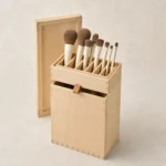 Birch Wooden Box for Makeup Brush Storage