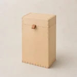 birch wooden box for makeup brush storage closed front view