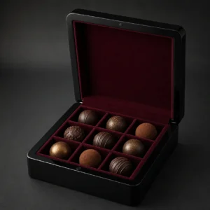 Luxury Truffle Wood Case in Polished Black Lacquer