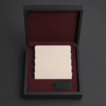 black matte wooden box for event ticket presentation top down interior view