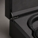 black matte wooden box for headphone presentation craft and finish detail