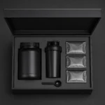 sports nutrition kit wood case in matte black top down interior view