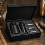 sports nutrition kit wood case in matte black showroom application scene