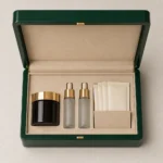 wellness collection wood case in emerald lacquer top down interior view