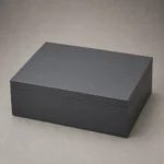 gray matte wooden box for camera accessory kits closed front view