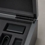 gray matte wooden box for camera accessory kits craft and finish detail