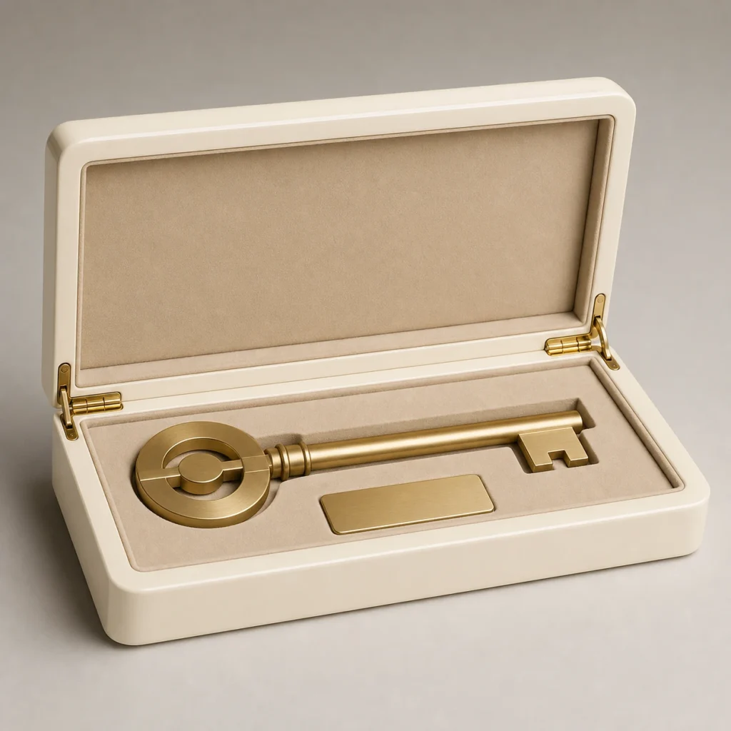 Ivory Lacquer Wooden Box for Ceremonial Keys