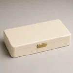 ivory lacquer wooden box for ceremonial keys closed front view