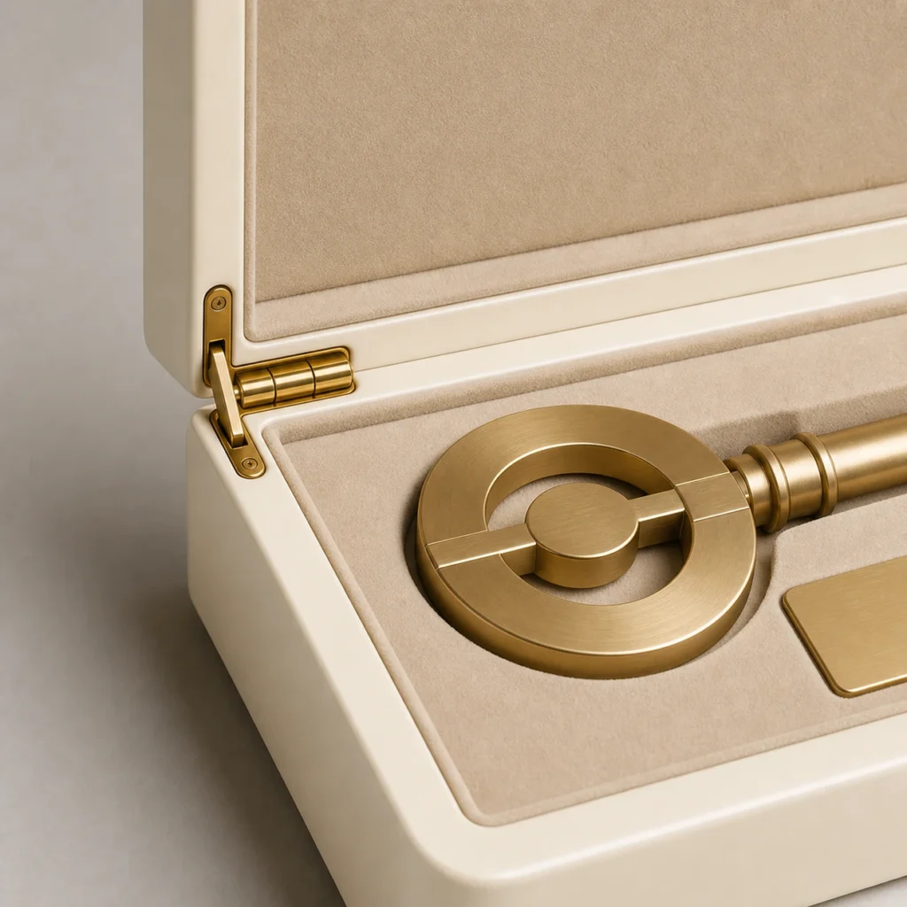 ivory lacquer wooden box for ceremonial keys craft and finish detail