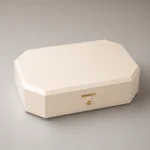 ivory lacquer wooden box for cultural gift collections closed front view