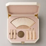 ivory lacquer wooden box for cultural gift collections top down interior view