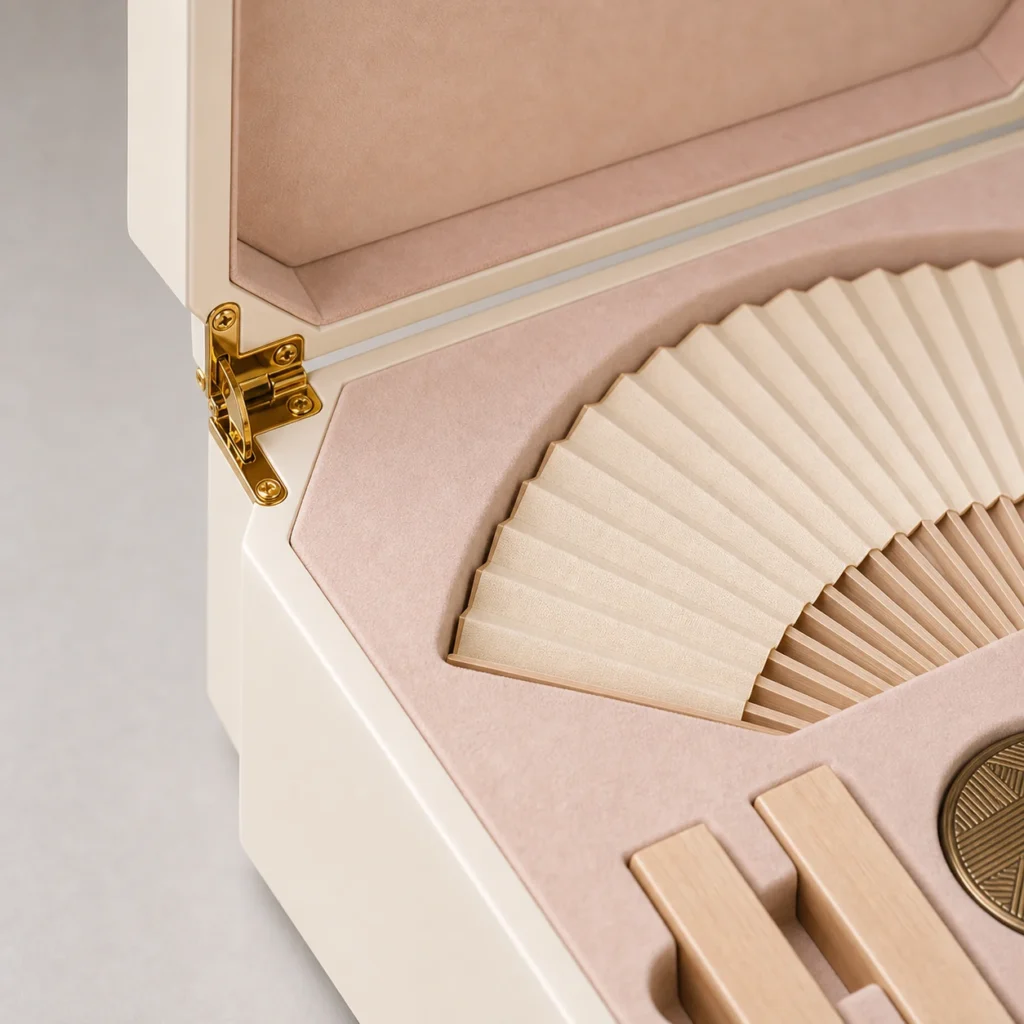 ivory lacquer wooden box for cultural gift collections craft and finish detail
