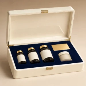 Premium Supplement Presentation Wooden Box in Ivory Lacquer