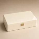 premium supplement presentation wooden box in ivory lacquer closed front view