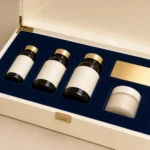 premium supplement presentation wooden box in ivory lacquer craft and finish detail