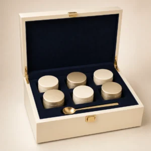 Curated Tea Collection Wood Case in Ivory Lacquer