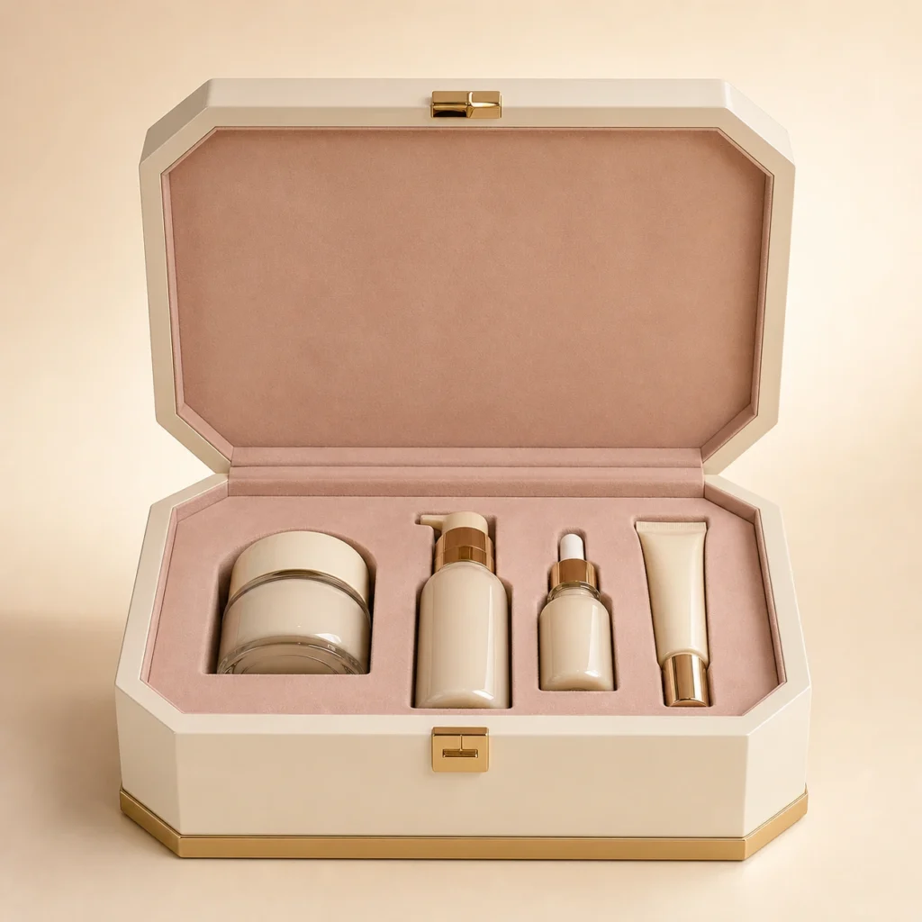 Ivory Lacquer Wooden Box for Luxury Cosmetic Packaging
