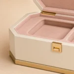 ivory lacquer wooden box for luxury cosmetic packaging craft and finish detail