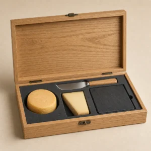 Gourmet Cheese Wooden Box with Oak Finish Dividers