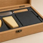 gourmet cheese wooden box with oak finish dividers craft and finish detail