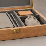 oak veneer wooden box for corporate event gifts craft and finish detail
