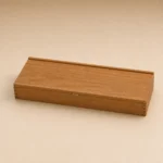 oak wooden box for folding fan presentation closed front view