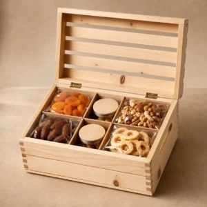 Dried Fruit Hamper Wood Case in Pine Crate Style