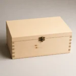 pine wood box for festival keepsake gifts closed front view
