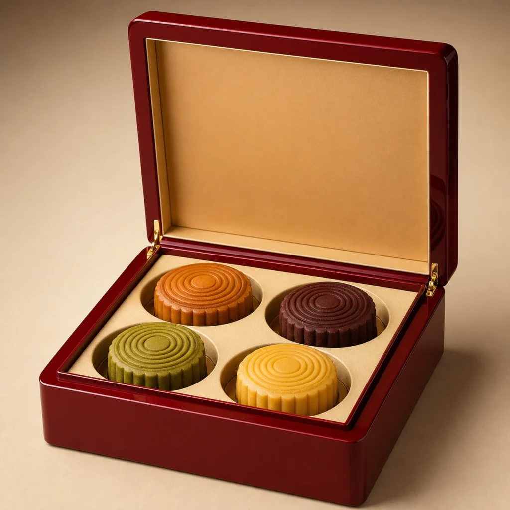 Festival Mooncake Wooden Box in Red Lacquer