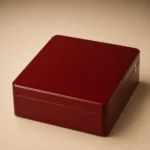 festival mooncake wooden box in red lacquer closed front view