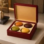 festival mooncake wooden box in red lacquer showroom application scene