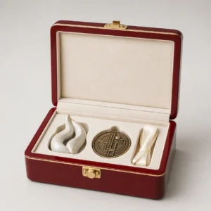 Red Piano Lacquer Wooden Box for Cultural Souvenirs