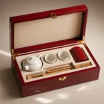Tea Ceremony Set Wood Case in Red Piano Lacquer
