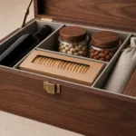 gourmet food hamper wooden box with modular compartments craft and finish detail