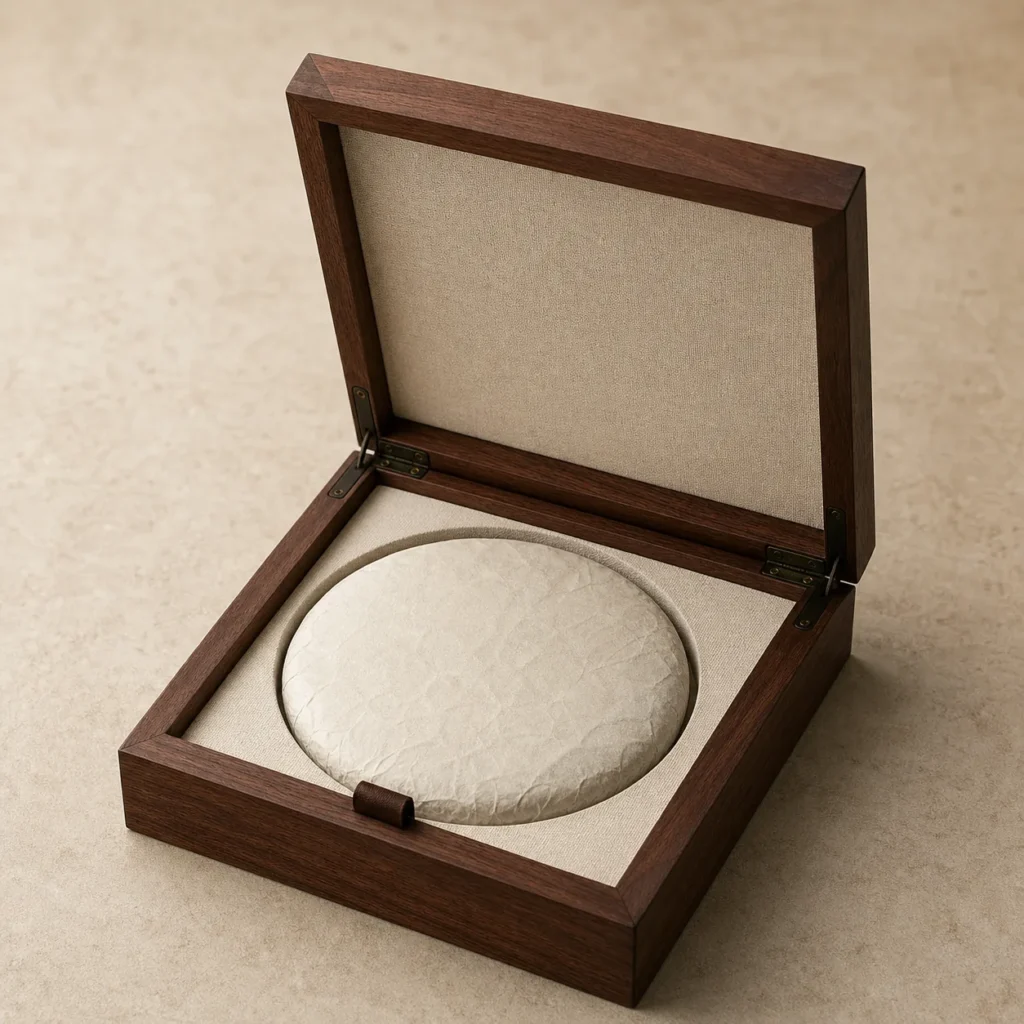 Round Puerh Tea Cake Wooden Case with Walnut Finish