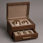 Walnut Wooden Box with Drawer for Cosmetic Sets