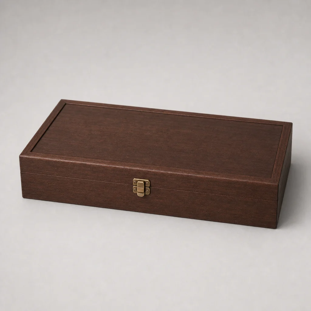 walnut wooden box for calligraphy brush gift sets closed front view