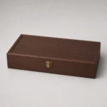 walnut wooden box for calligraphy brush gift sets closed front view