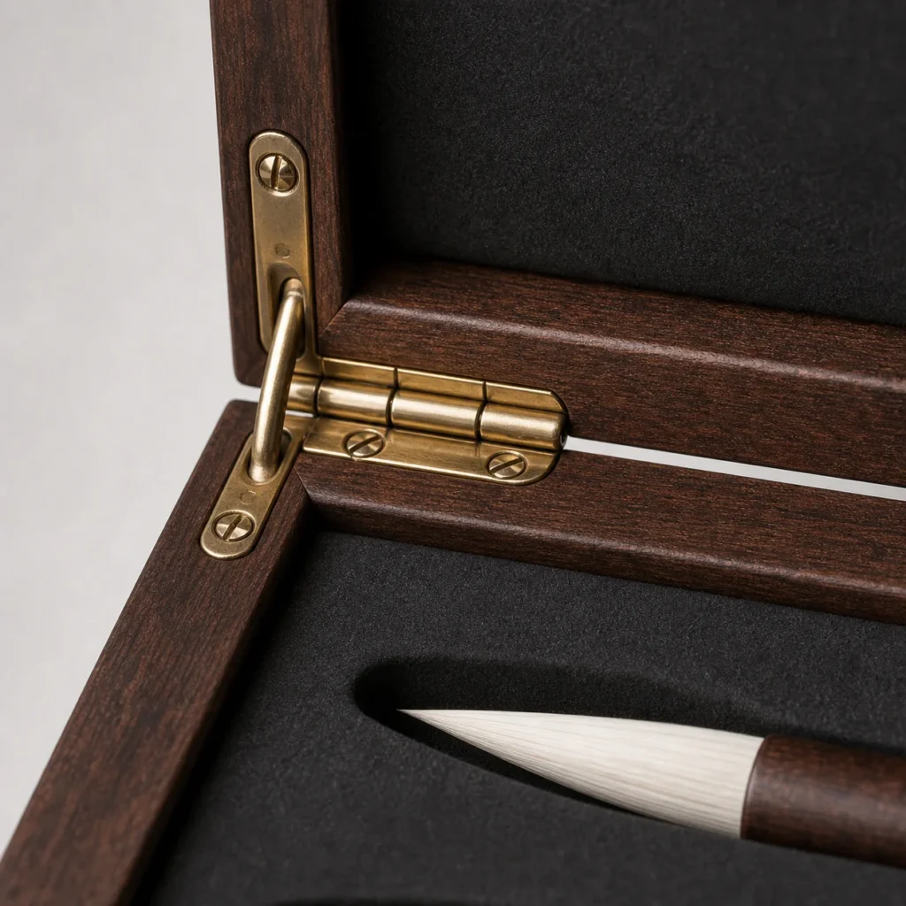 walnut wooden box for calligraphy brush gift sets craft and finish detail