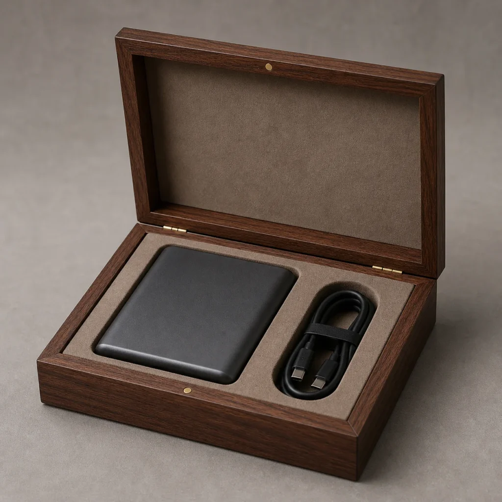 Walnut Wooden Box for Power Bank Presentation
