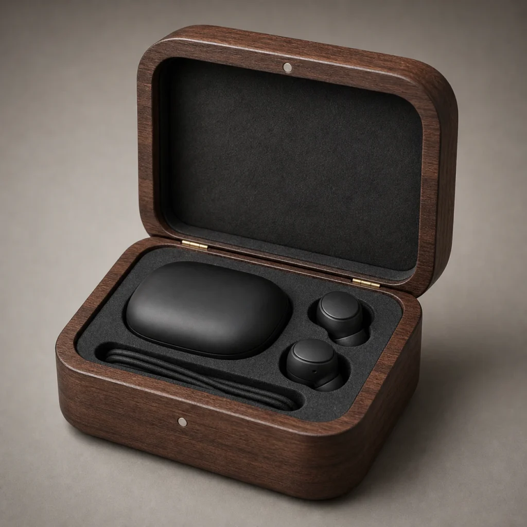 Walnut Wooden Box for Wireless Earbuds Gift Sets