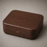 walnut wooden box for wireless earbuds gift sets closed front view