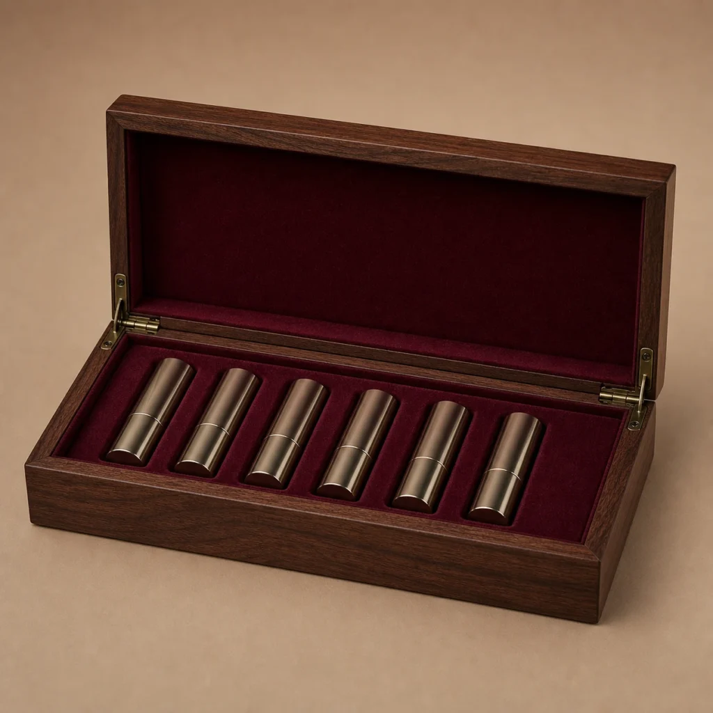 Walnut Wooden Box for Lipstick Presentation Sets