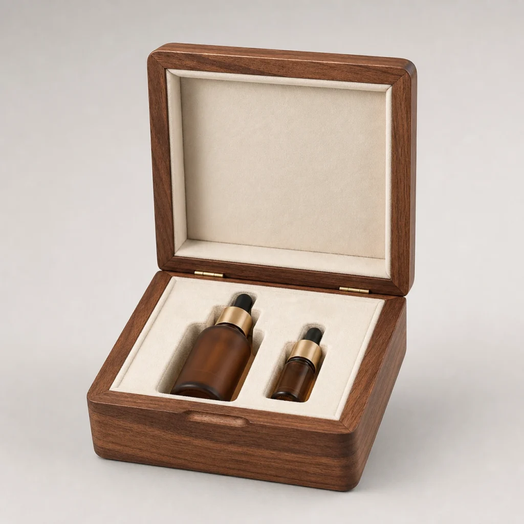 Walnut Wooden Box for Serum Bottle Gift Sets