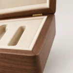 walnut wooden box for serum bottle gift sets craft and finish detail