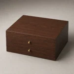 walnut wooden box with drawer for electronics gift sets closed front view