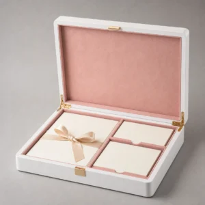 White Lacquer Wooden Box for Wedding Invitations