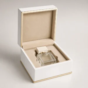 White Piano Lacquer Wood Box for Perfume Presentation